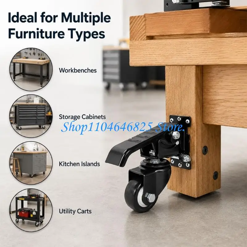 Adjustable Support Foot Roller Set of 4 for Workbench Updates