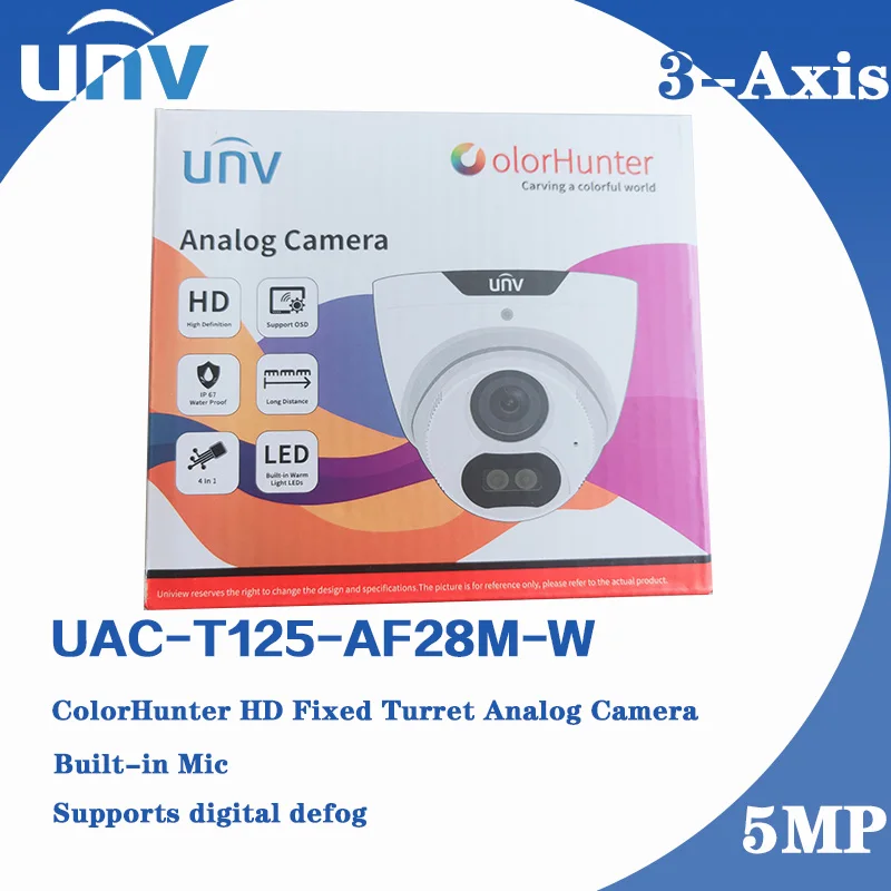 

UNIVIEW UNV UAC-T125-AF28M-W UAC-T125-AF40M-W 5MP ColorHunter HD Fixed Turret Analog Camera