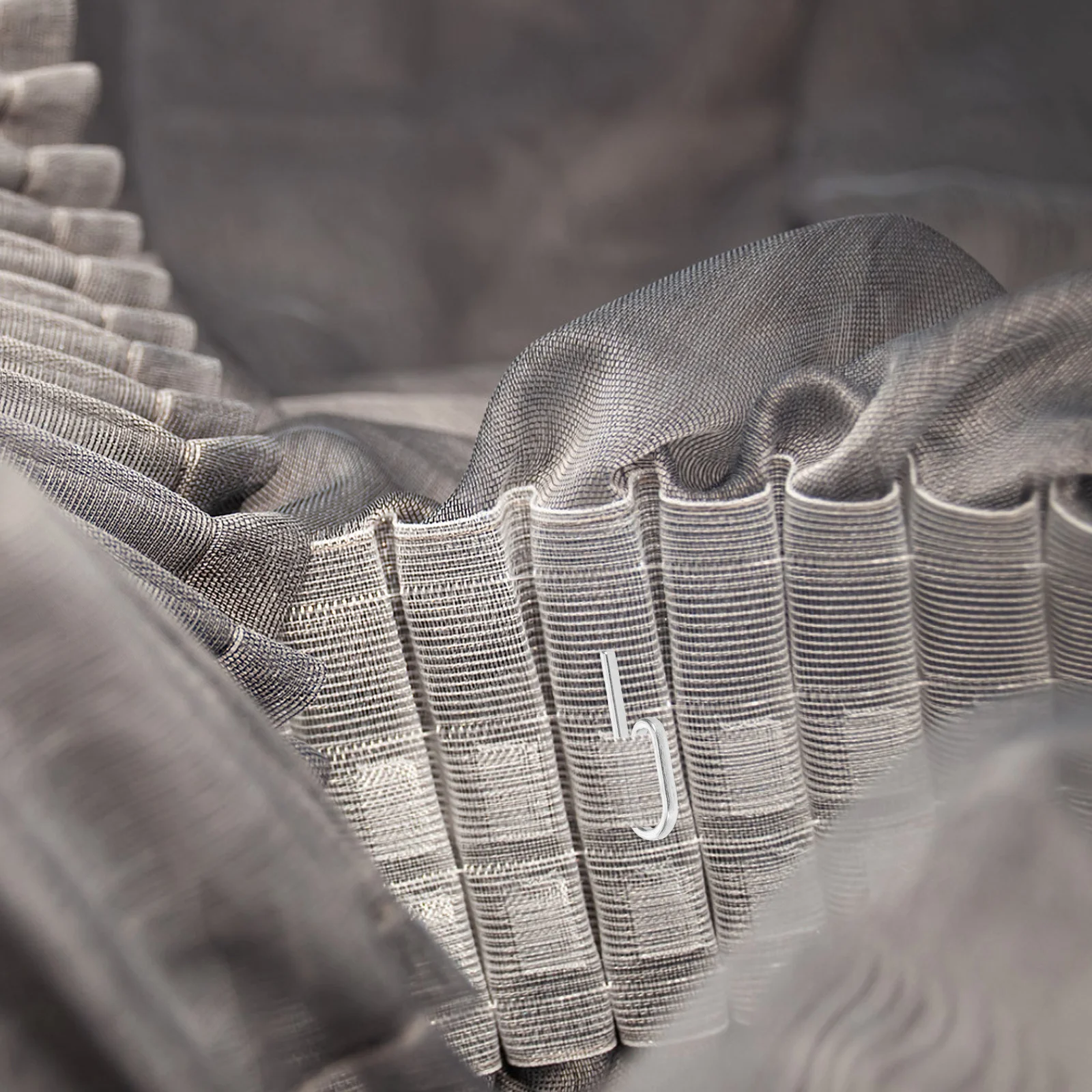 

50Pcs Metal Curtain Hooks Concealed Design Easy Removal Reusable Heavy Curtains Living Room Bedroom Decor Pleated Hooks