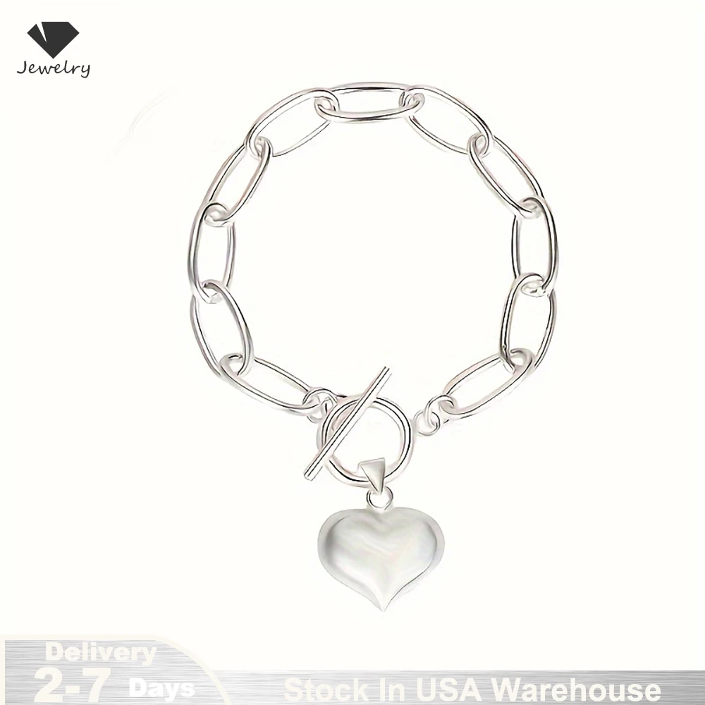 

Браслеты из стерлингового серебра 925 пробы, модный браслет-цепочка с кубическим персиковым сердечком для женщин, ювелирные изделия на годовщину, День святого Валентина, США