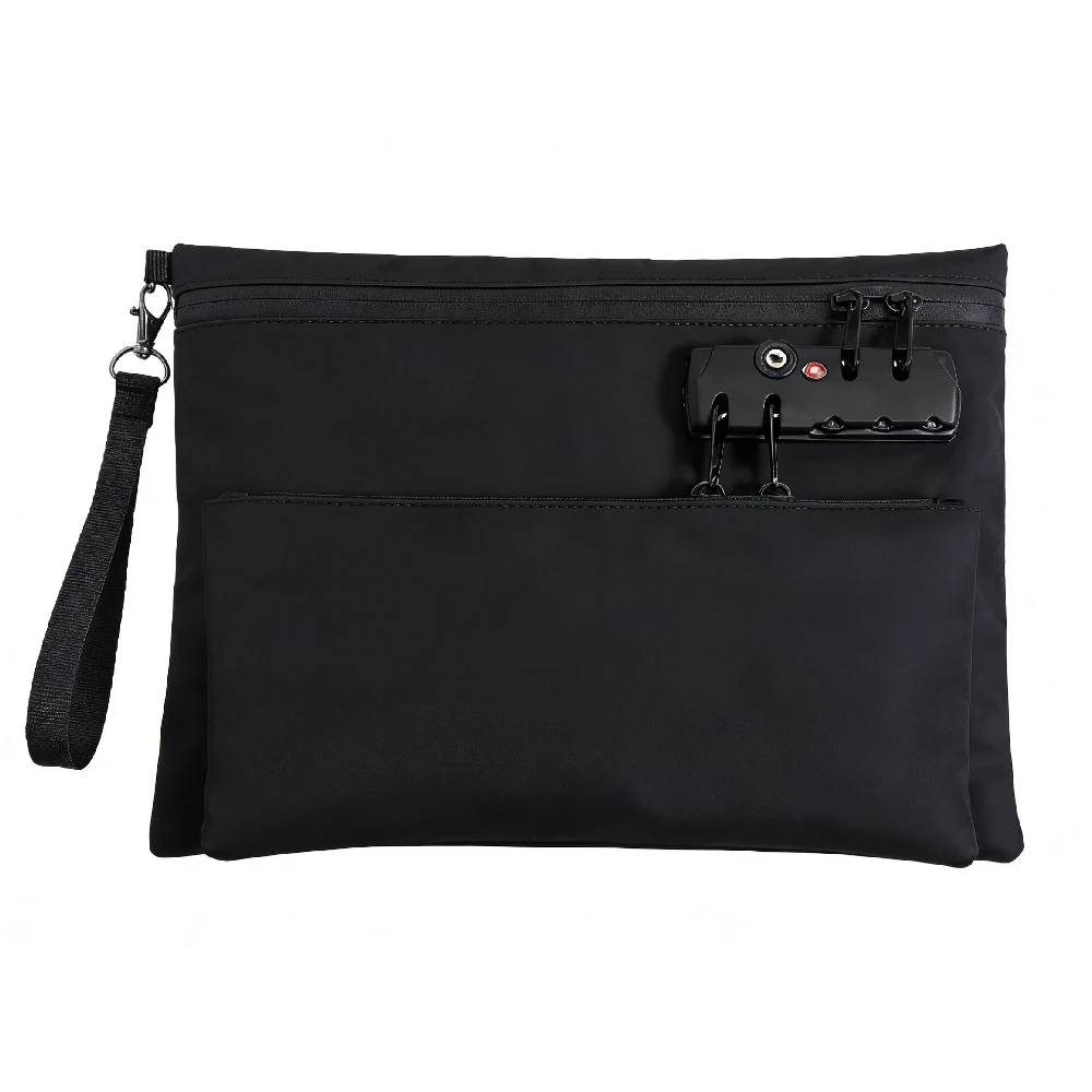 Double Layer Money Cash Bank Bag Lock Zipper Passports Notary Supplies Valuable Storage