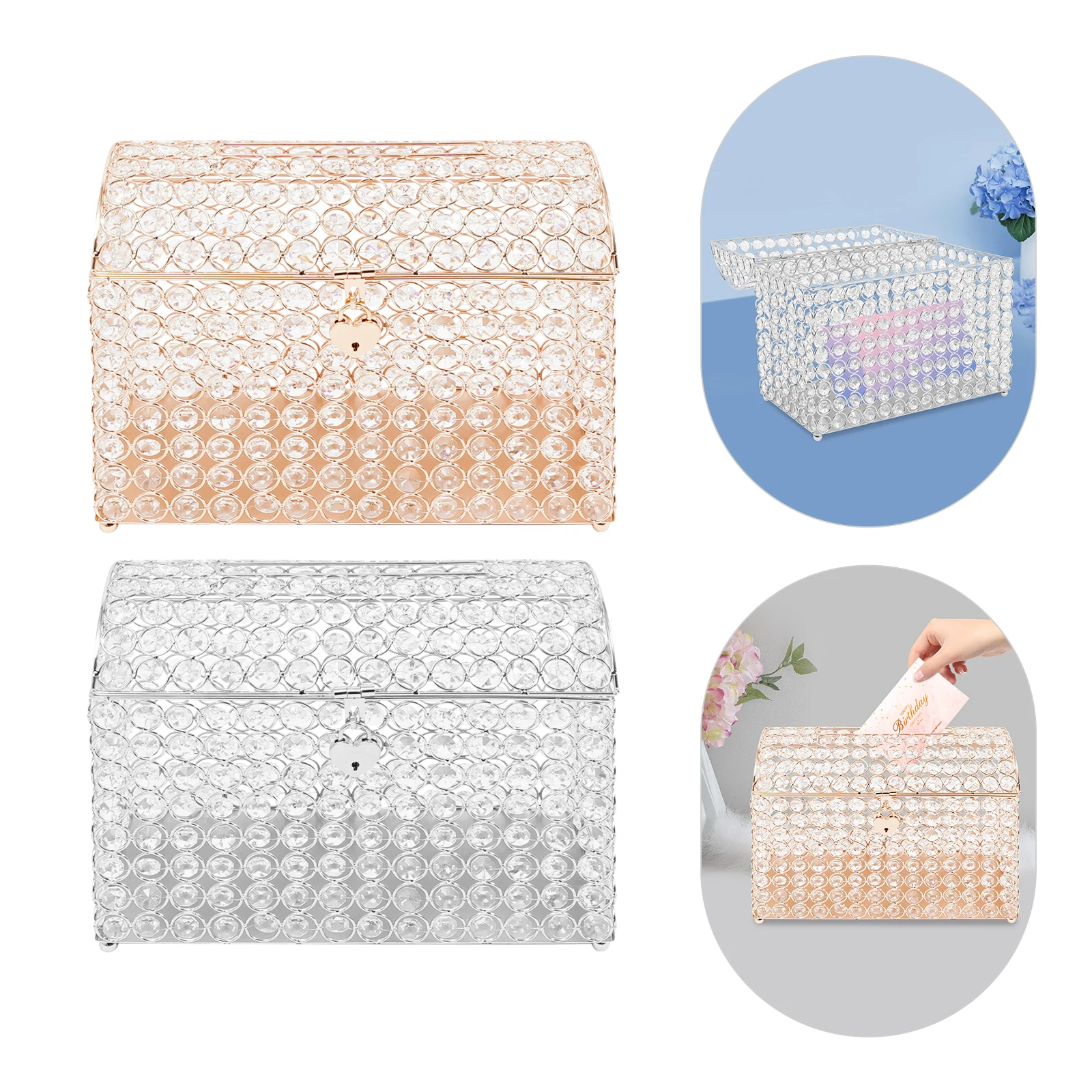 

Прозрачная коробка для свадебных открыток 31x16x25 см с замком в виде сердца для хранения поздравительных открыток, приглашений и денежных подарков.