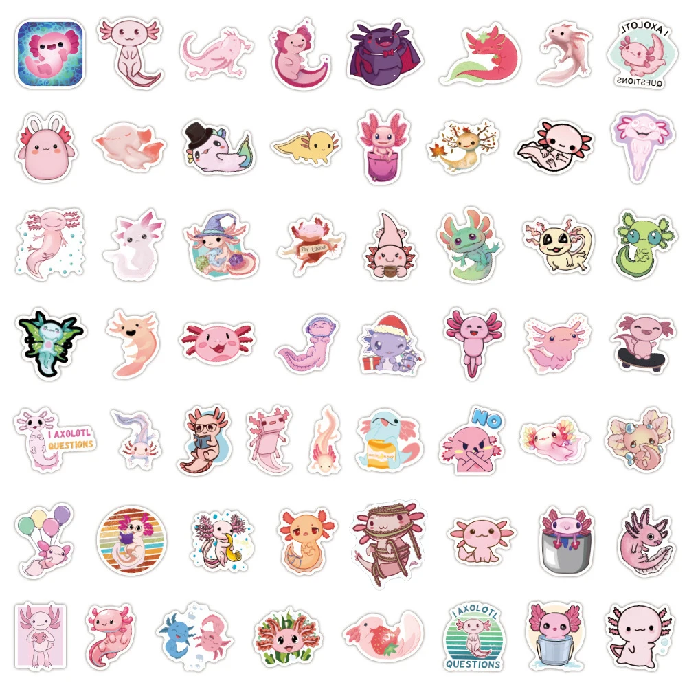 10/30/50/100pcs Cute Cartoon Animal Axolotl Graffiti Stickers Laptop Fridge Travel Luggage Decoration Scrapbooking Sticker Decal