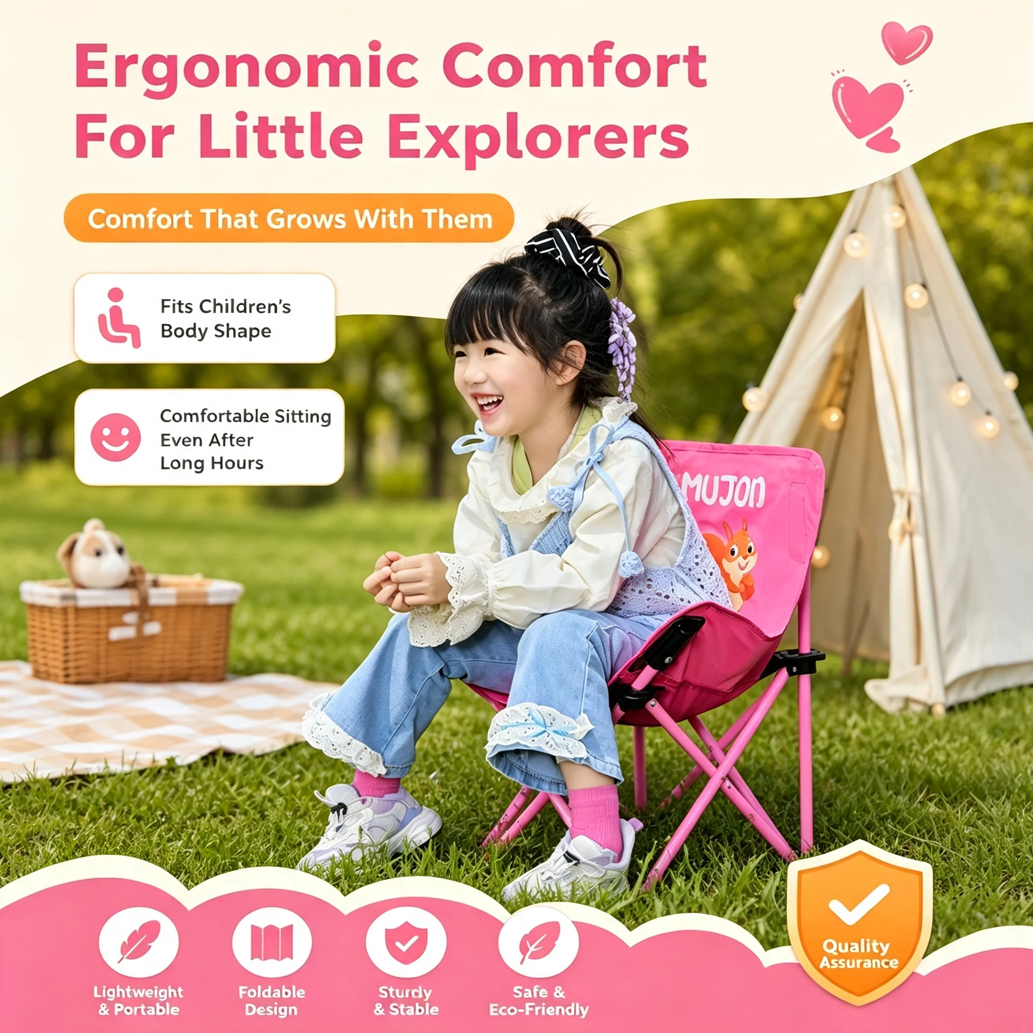 Kids Outdoor Bean Bag Chair - 어린이 접이식 달 모양 의자, 부모-자녀