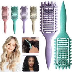 Anti-Static Hair Styling Comb Spring Curl Definition Leather Warp Hollow Comb for Massage
