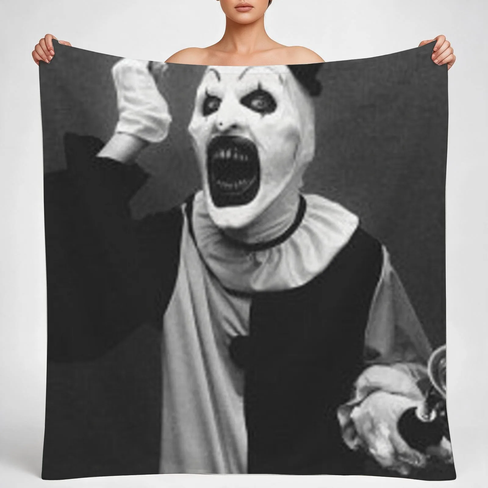 New Terrifier Art The Clown Horror Throw Blanket couch cozy soft plush fuzzy picnic outdoor blanket