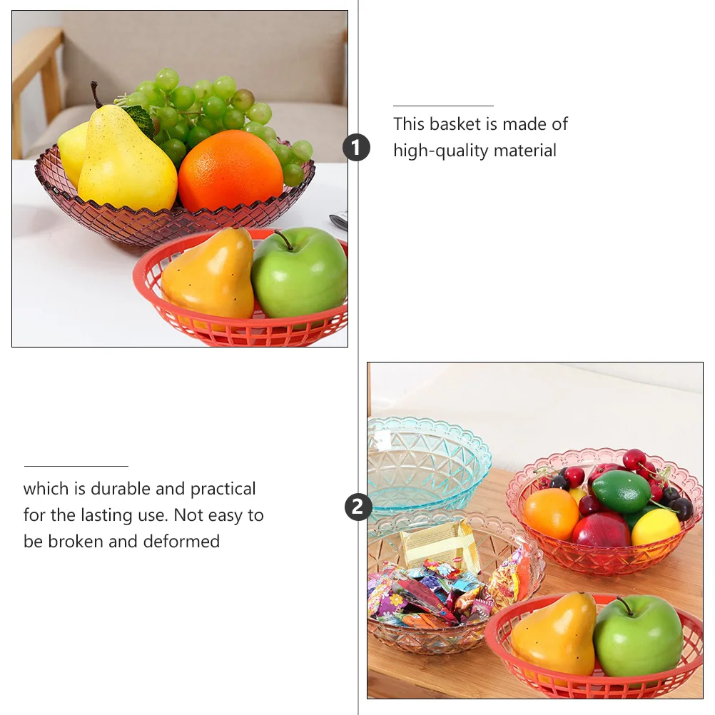 

2Pcs Plastic Snack Basket Lightweight Hollow Design Vegetable Fruit Storage Baskets Safe Clean Household Storage