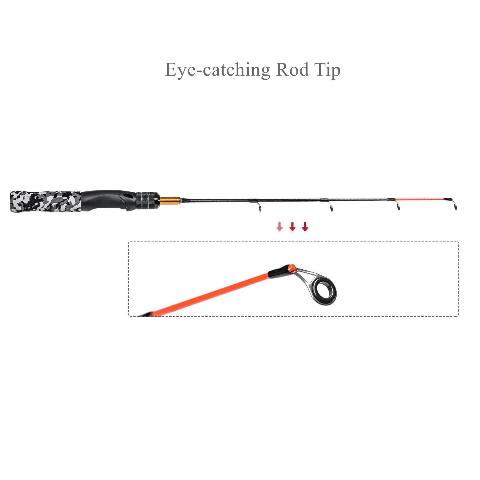 Detachable Single Section EVA Handle Ice Fishing Rod Reel with Eye Catching Pole Tip Glass Fiber Raft Fishing Combo