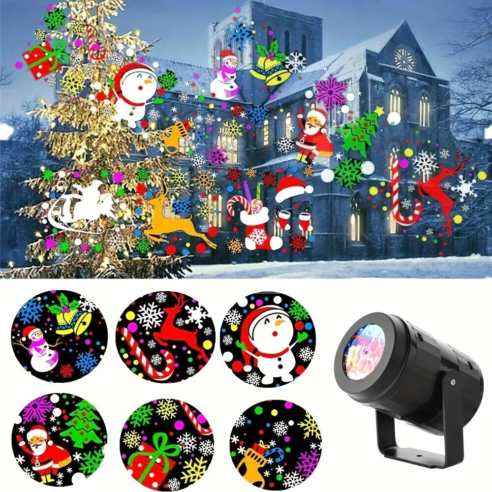 Christmas Projector USB Power LED Fairy Light Indoor 16 Pattern Dynamic Projection Night Lamp for Bedroom Room Party Xmas Decor