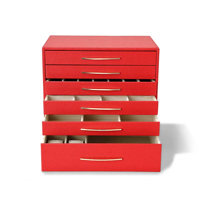 

Шкатулка для украшений из искусственной кожи: органайзер для колец, ожерелий и браслетов, многослойный футляр с выдвижными ящиками, большая вместимость