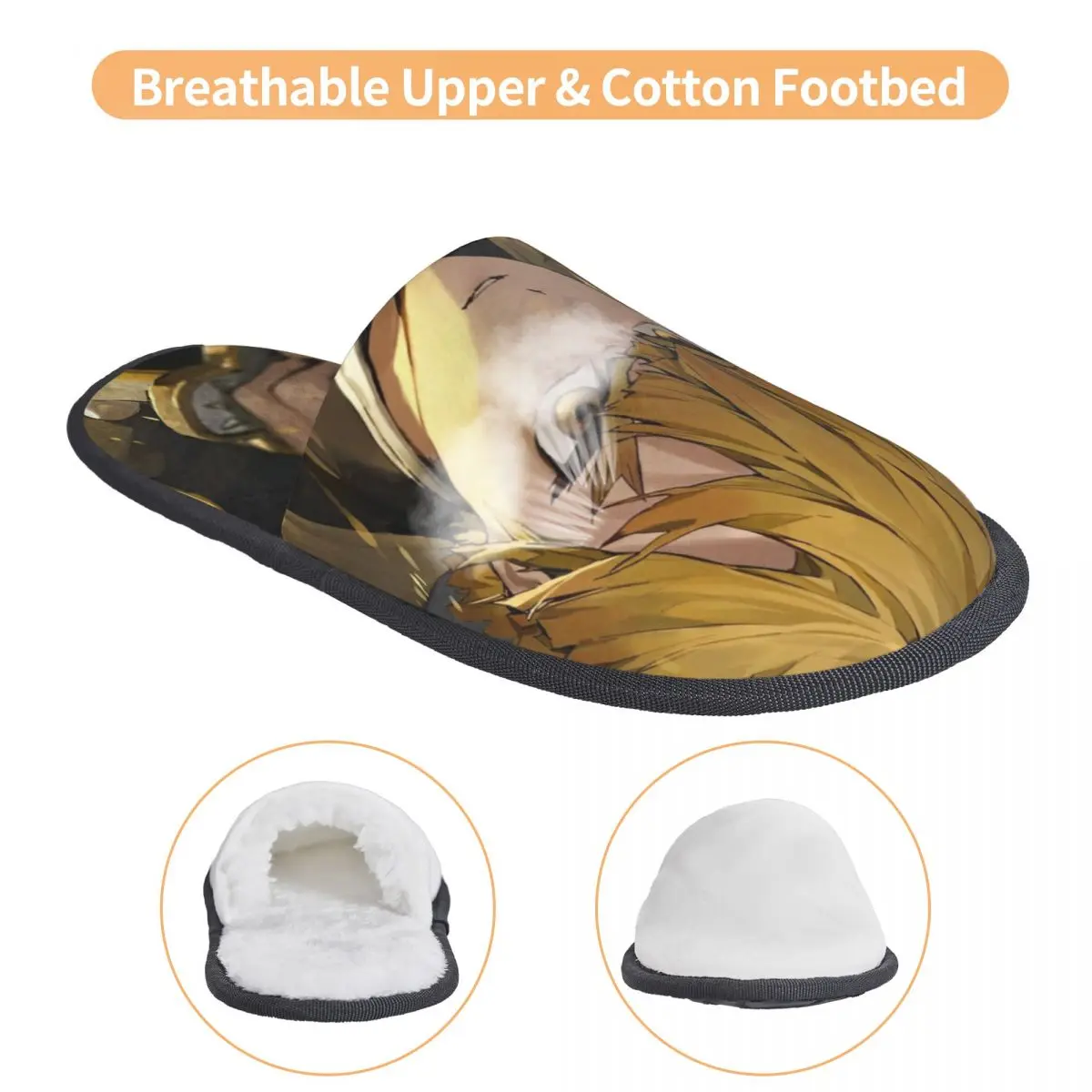 شبشب منزل Zenitsu Agatsuma لغرفة النوم Anime Demon Slayer مريح من إسفنج الذاكرة مضاد للانزلاق