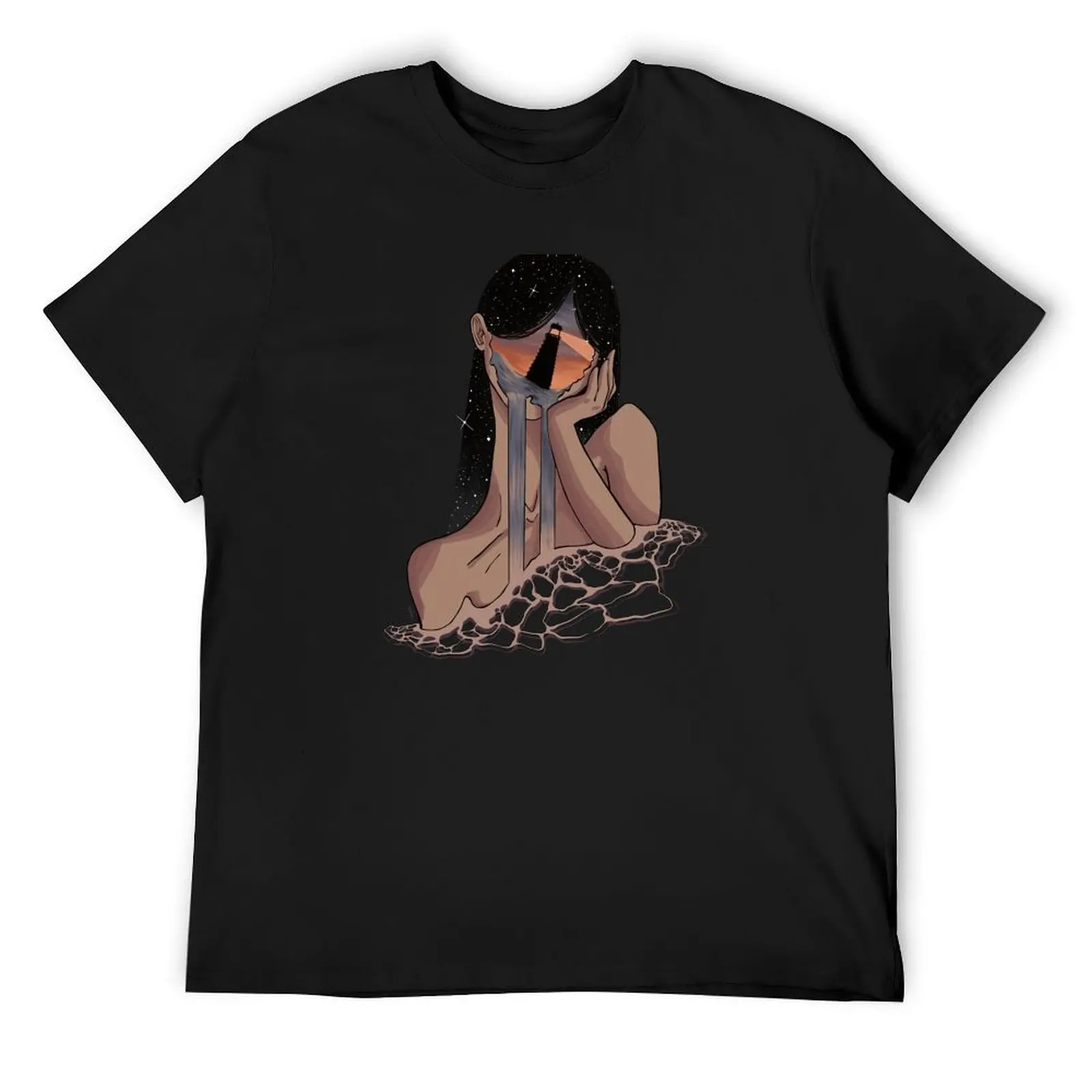 

Lost- Digital Surreal Graphic with Faceless woman and Lighthouse T-Shirt plain quick-drying men t shirts