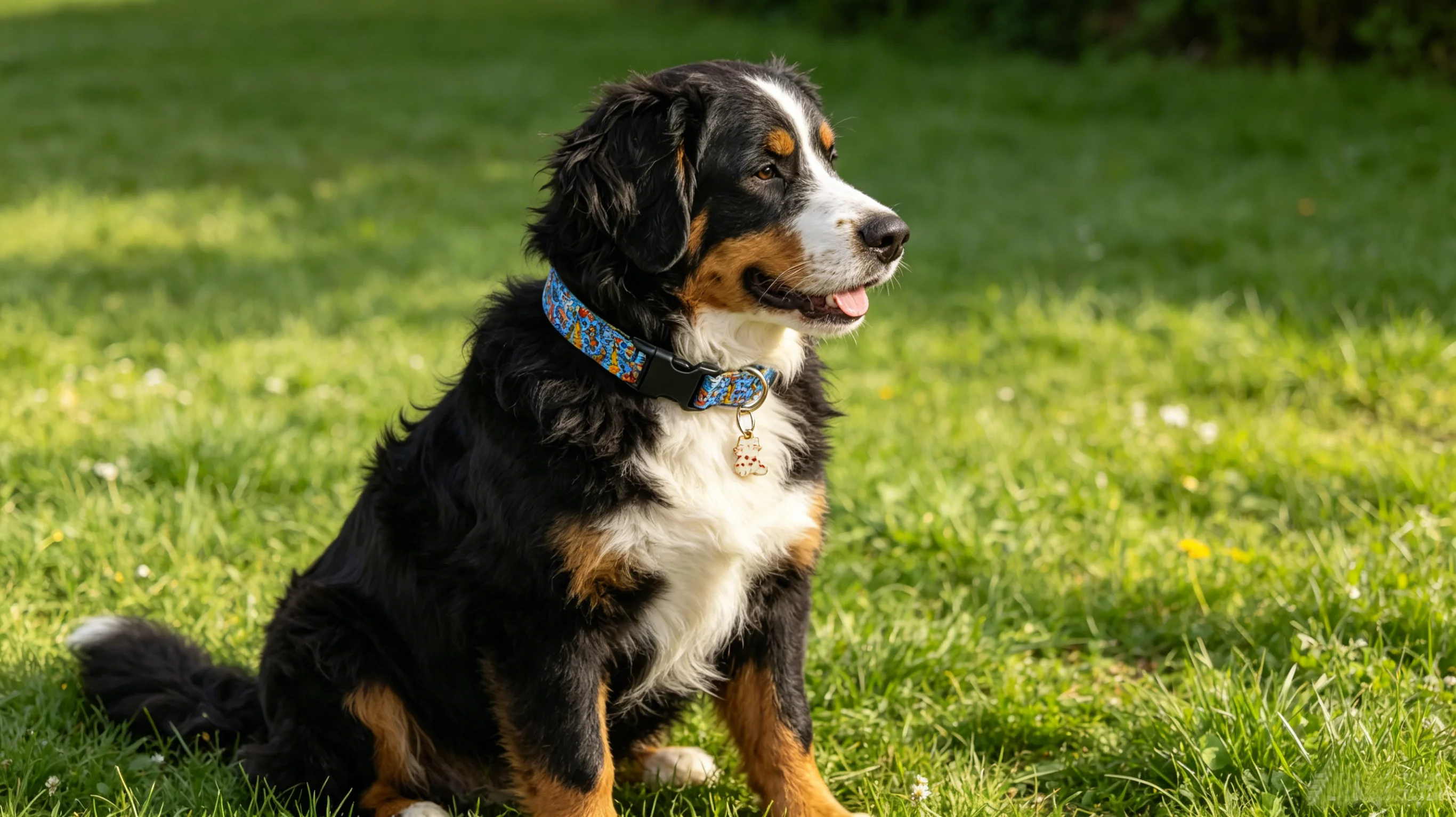 Adjustable Cute Cartoon Dog Collar, Colorful Animal Print Nylon Pet Collar with Quick Release Buckle and D-Ring,