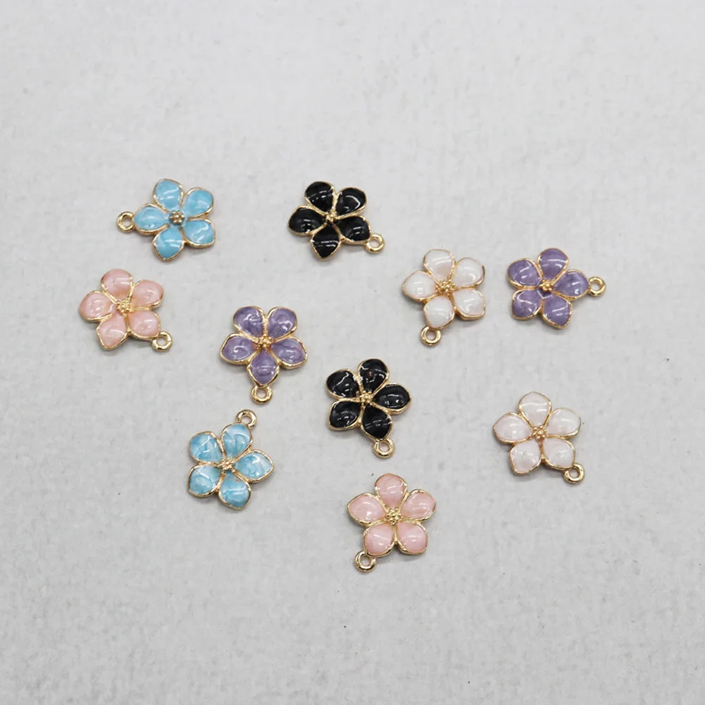 

50Pcs Mixed Color Enamel Camellia Flower Charms Gold Plated Metal Alloy Safe for DIY Jewelry Making Craft Necklace Bracelet