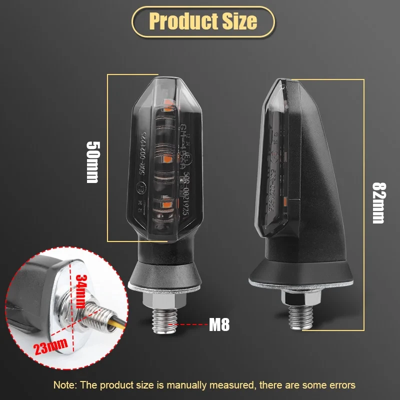 2/4/6pcs Mini Motorcycle LED Turn Signal Lights Amber Flashing Light Blinker Turn Signal Lamp Moto Indicator Lamp Accessories