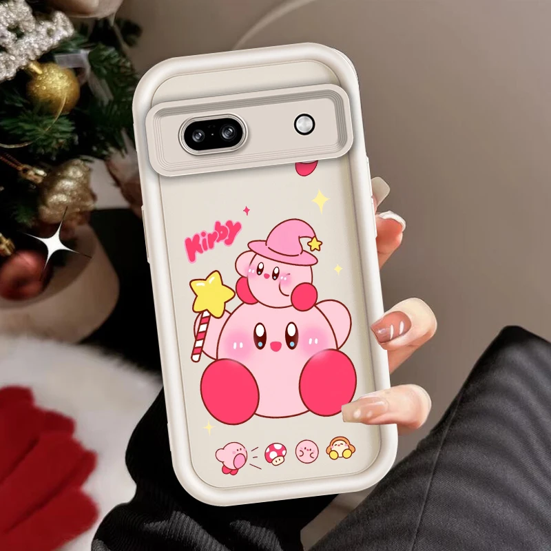 Anime K-Kirby Cute Cartoon For Google Pixel 9 8A 8 7 7A Pro XL 5G Eye Ladder Phone Case Soft TPU Shockproof Cover Back