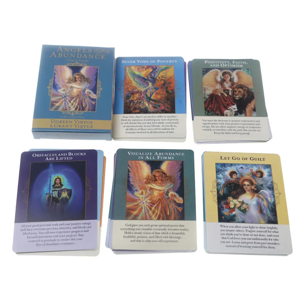 Hot Sale Tarot Cards Angels Of Abundance Oracle Card And PDF Guidance Divination Deck Entertainment Parties Board Game 44PCS/Box