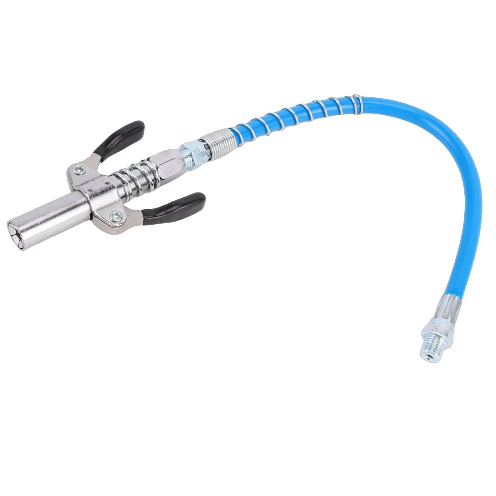Galvanized Alloy Steel Grease Gun Coupler 12000 PSI 1/8in NPT Grease Gun Nozzle Tips 30cm Spring Tube Universal