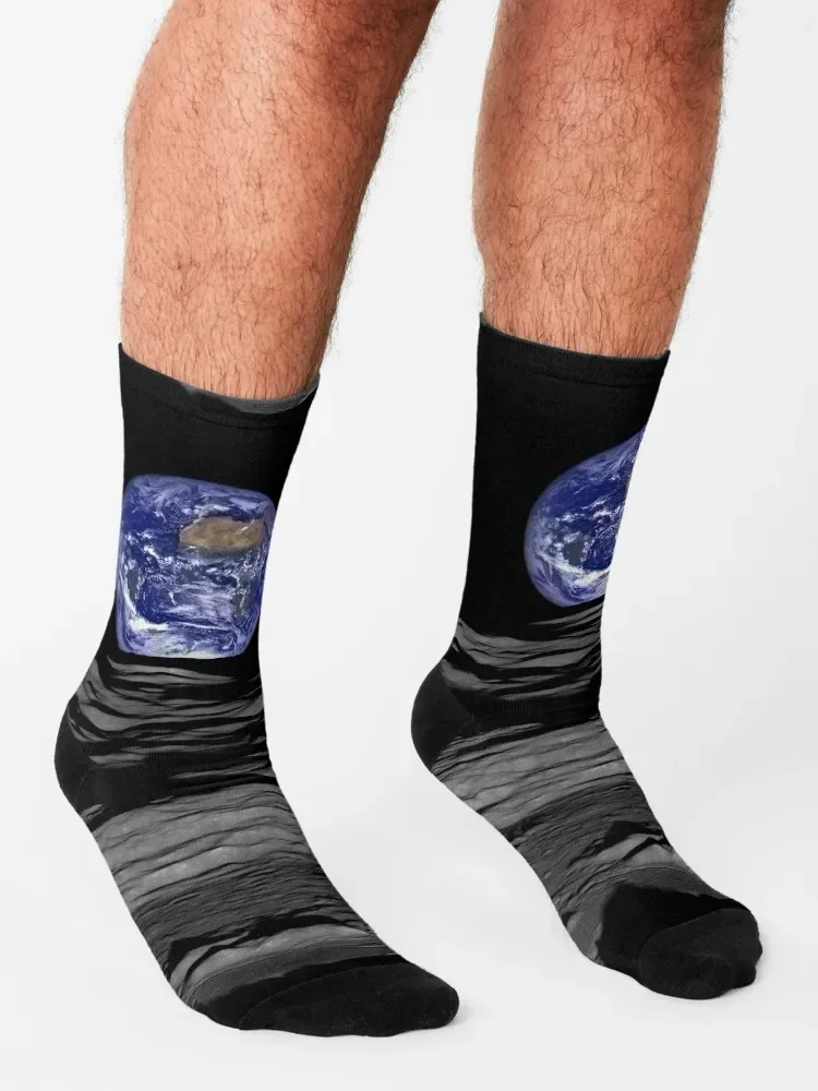 Gambar Bumi dan Bulan Earthrise oleh pengganggu bulan di atas kapal pesiar. Kaos Kaki banyak hadiah Kaos Kaki Wanita Pria