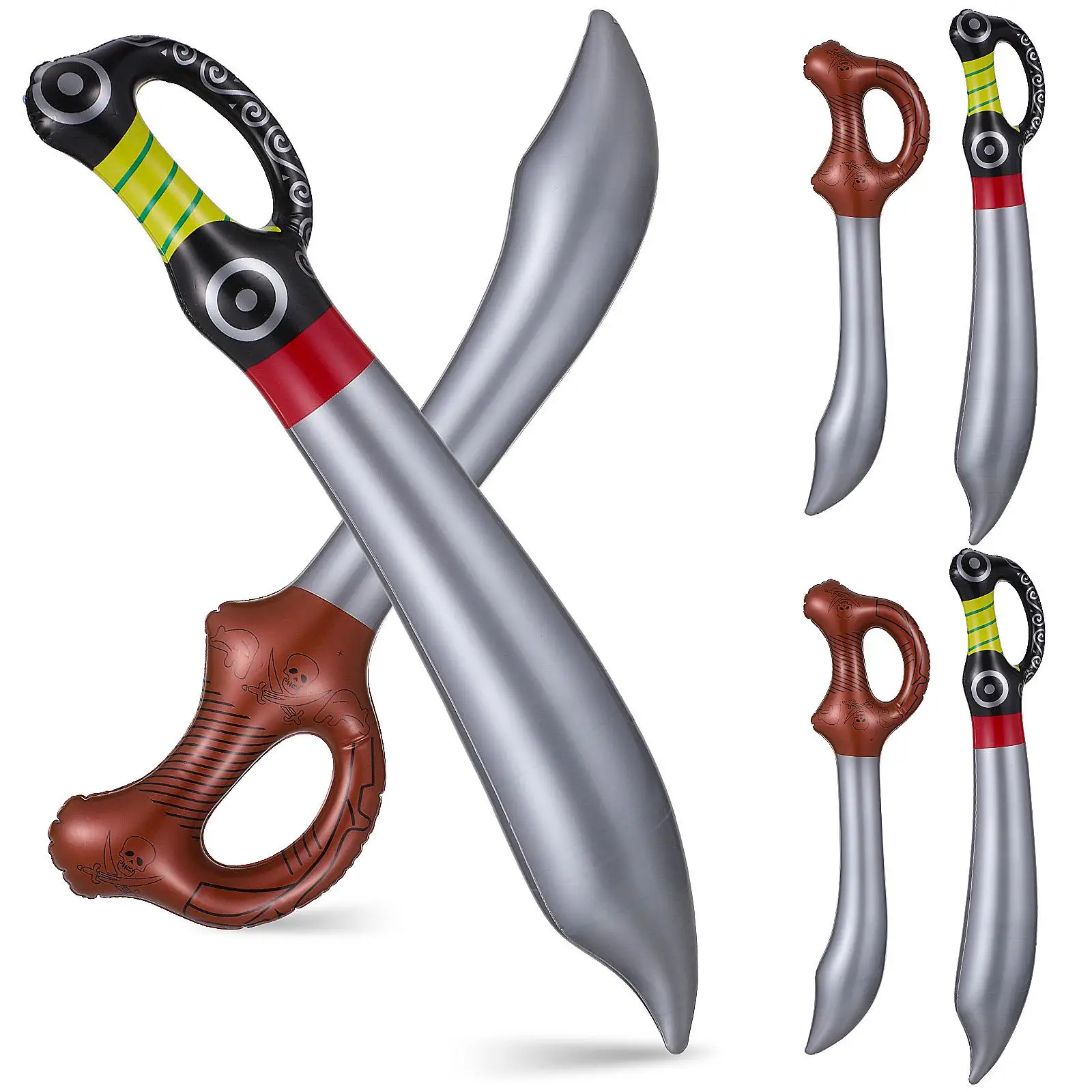 

6 Pcs Inflatable Pirate Knife Sword 70CMx3 58CMx3 Party Favors Kids Gifts Festive Decoration Halloween Props Craft Play