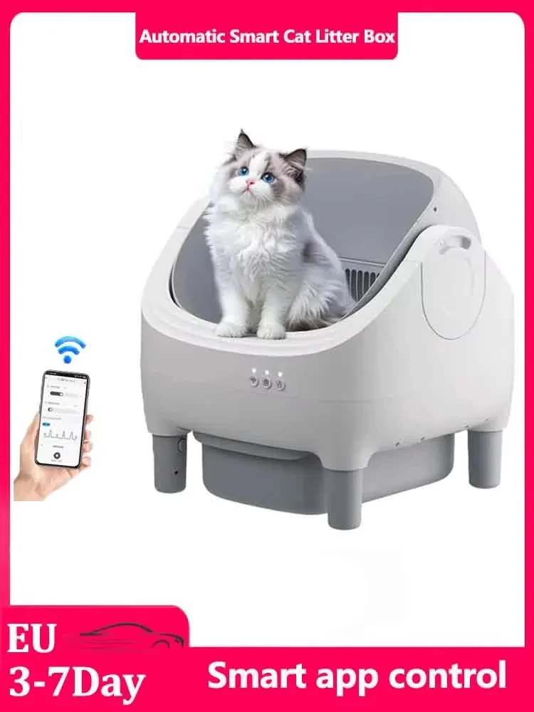 Bac à litière pour chat autonettoyant à dessus ouvert, grand bac à litière automatique pour chat de 10,5 l avec contrôle par application, surveillance du poids Olny WiFi 2.4G