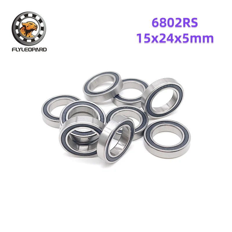 AliExpress NONE 6Pcs 6802-2RS Bearing 15x24x5mm ABEC-7 Metric Thin Section Ball Bearings 6800 6801 6803 RS for Bicycle Hub Front Rear Hubs Wheel