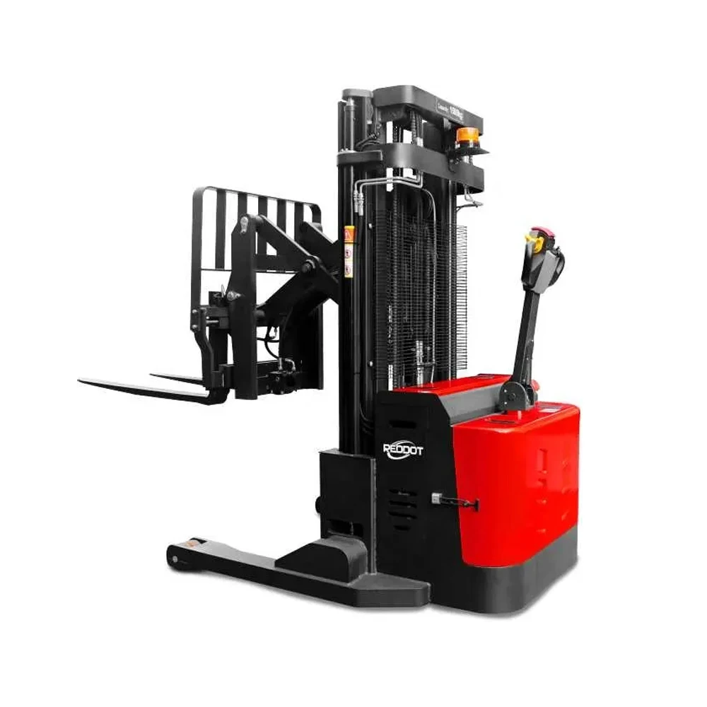 Small 1500kg 1.5 Ton Forklift Reach Truck Electric Self Loading Warehouse Pallet Stacker