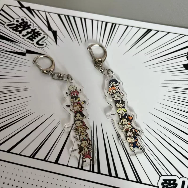 

2 шт. милые акриловые брелоки-фигурки Haikyuu Q-Version, креативный мультяшный кулон для рюкзака, подарок на день рождения