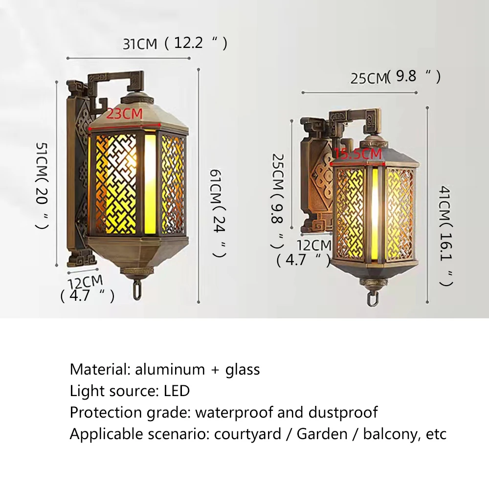 クラシックなレトロな屋外LEDウォールランプ,壁取り付け用燭台,防水,家の装飾,バルコニー