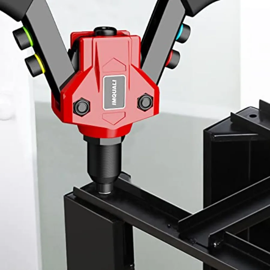 Robustes manuelles Zweihand-Nietpistolen-Set mit 400 Pop-Nieten und 5 Nasenstücken für Anwendungen aus Metall, Leder und Kunststoff. Inklusive