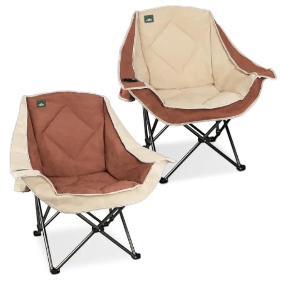 

Комплект из 2-х больших складных кемпинговых кресел с мягкой обивкой и подстаканником, черные, сверхпрочные, выдерживают нагрузку до 136 кг, для пляжа и походов