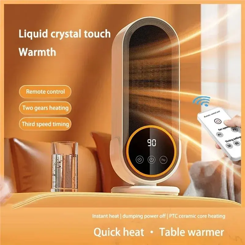 Portable Winter Heater Touch Screen Electric Heater Remote Control Timer Hand Warmer Desktop Heater For Home(US) US Plug