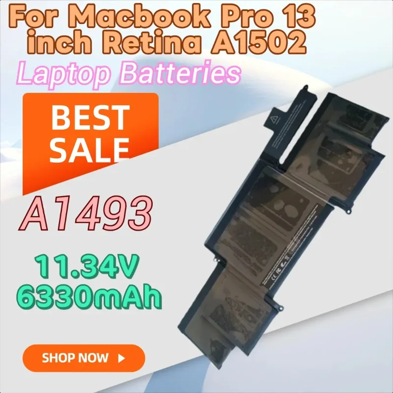

Совершенно новый высококачественный аккумулятор для ноутбука 11,34 В 6330 мАч A1493 A1582 для Macbook Pro 13 дюймов Retina A1502