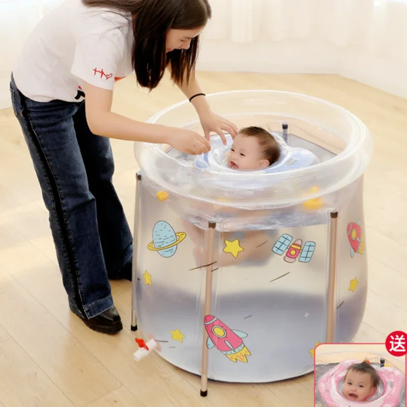 Transparent Foldable Baby Bathtub Shower Bathroom Thick Inflatable Portable Plastic Pool Bathtub Bucket Banheira Home Products