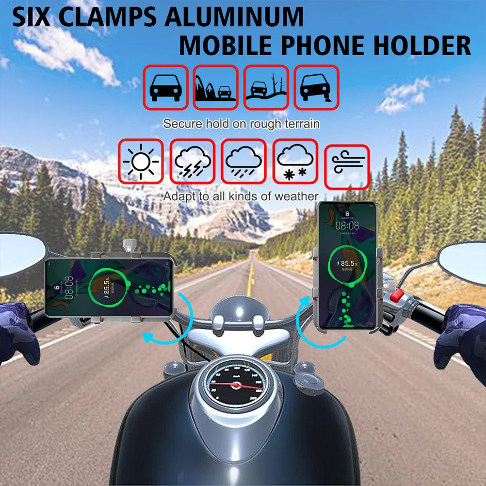 

Mobile Phone Holder Aluminum Alloy Six-claw Stand Bike Mount Navigation Support For Motorcycles ATVs Snowmobiles Tricycles