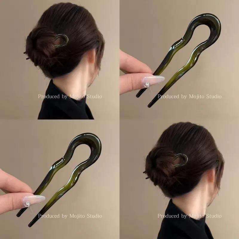 Elegant Acrylic U-shaped Hairpin for Women, Hairpin for Back of Head, Simple and Modern Hair Accessories view 5