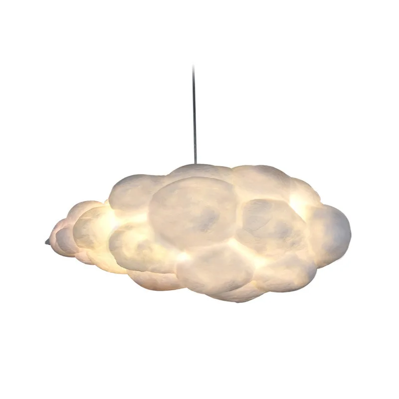 

Creative FlasSilk Cotton White Cloud Pendant Lights Cord Ing Light Lightning Lamp Restaurant Bar Decoration