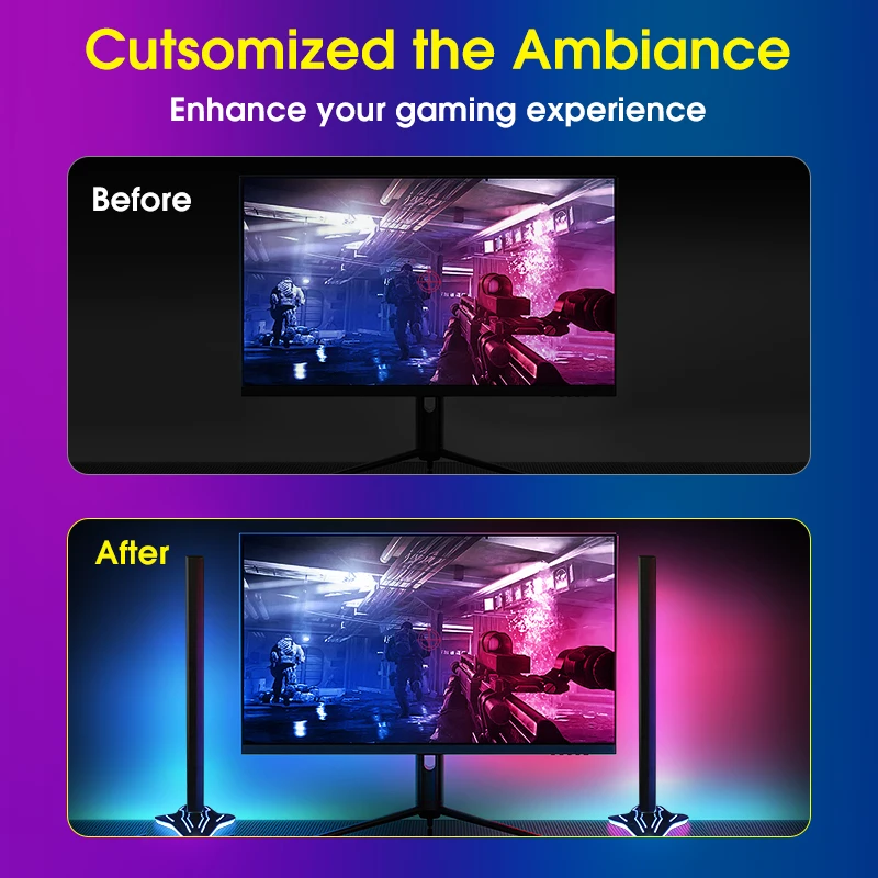 PC Screen Backlight Color Sync Light Bar Smart APP Control Computer Monitor LED Strip Light Ambient Game Atmosphere Decor Lamp