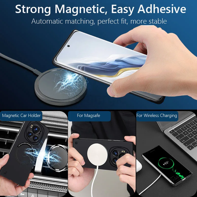 Frameless Magnetic For Magsafe Slim Case For Honor Magic6 Pro Magic 6 Pro 5G Wireless Charging Hard Back Cover