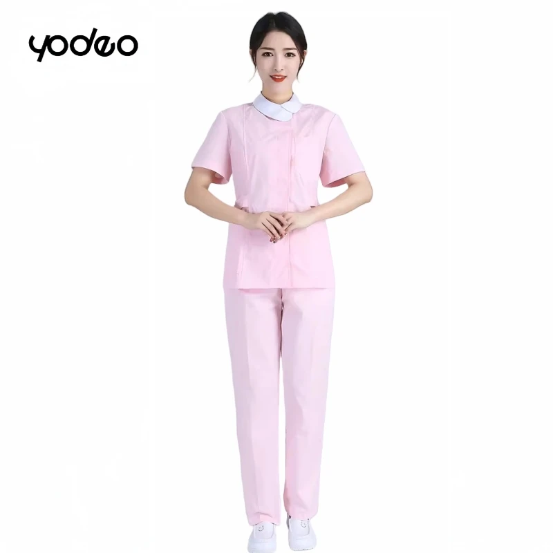 Autumn winter thick nurse uniform long sleeved suit lotus leaf collar pink coat pet grooming clinic nursing uniform work uniform