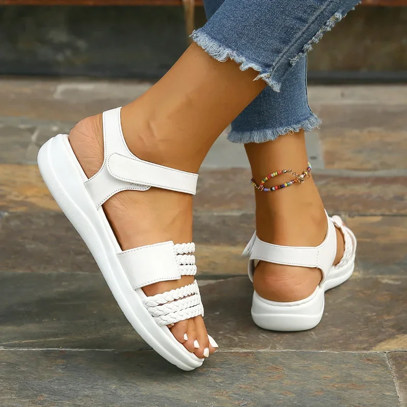Summer Women Open Toe Beach Shoes Woman Footwear Treking Women Sandals Soft Stitching Ladies Sandals Comfortable Flat Sandals