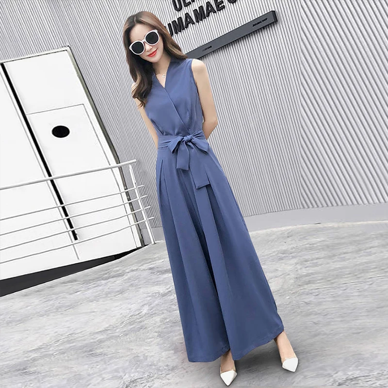 

Jumpsuit Sexy Vintage Romper Long Pants Women Slim Bodycon Jumpsuits Sleeveless Solid Casual Ol Pants 2024 Summer T147