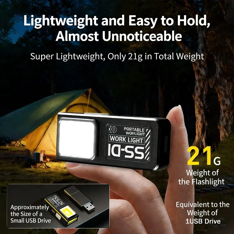 LED COB Flashlight Type C Rechargeable Portable Mini Torch Pocket Lantern Flood Work Light with Clip Magnet For Emergency image 5
