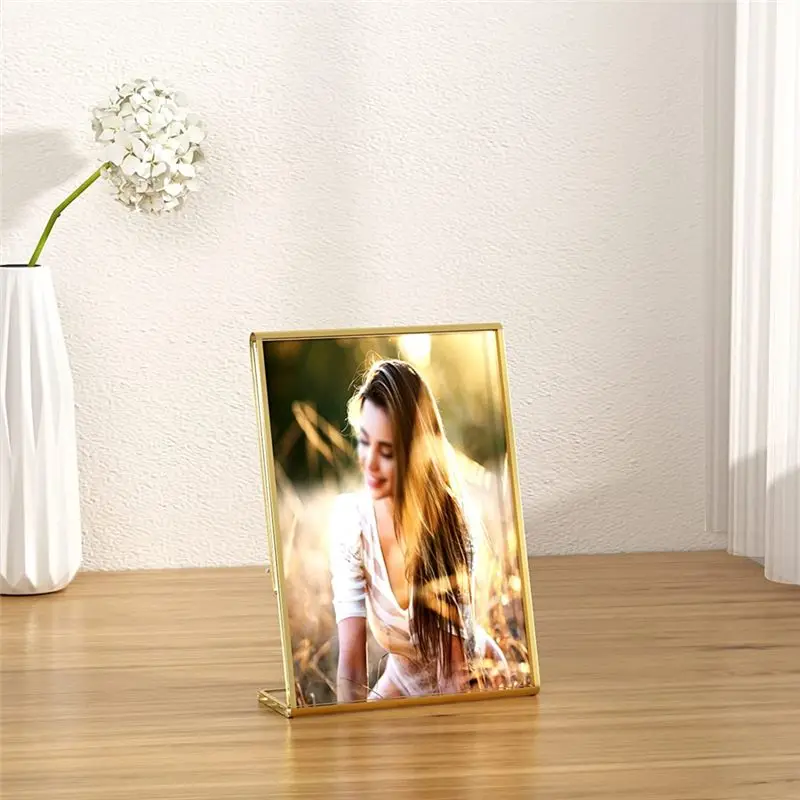 AT16 10PCS Acrylic Gold Frame, Slanted Back Table Sign Holder for Wedding Table Card Restaurant Signs Photos