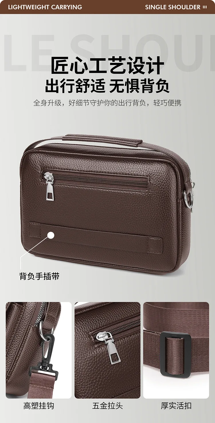 حقيبة كتف رجالية جديدة لعام 2025 مصنوعة من جلد البولي يوريثان مقاومة للماء حقائب ساعي البريد عبر الجسم مع غطاء قلاب حقيبة يد гاندان Muжska sreка Sac pour homme #6