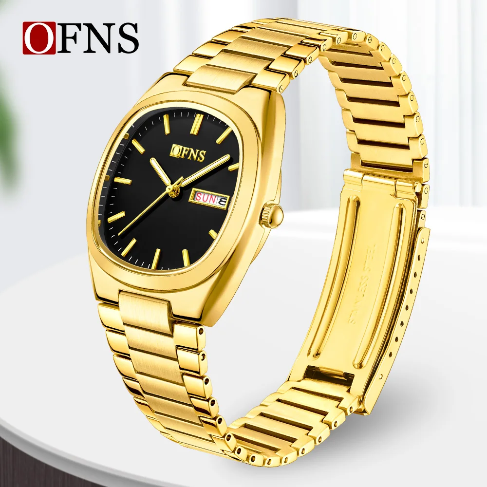 

Модные женские кварцевые часы OFNS, новинка 1566, водонепроницаемые, с двойным календарем, ночником, роскошные женские кварцевые часы