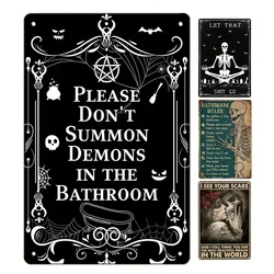 Please Don't Summon Demons In The Bathroom Vintage Metal Sign Perfect for Home Office Bar Club Cinema Cafe Bedroom Decor