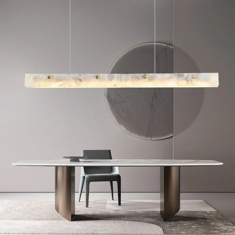 

Luxury natural marble long strip pendant light, restaurant pendant light, decorative strip LED pendant light YX790TB