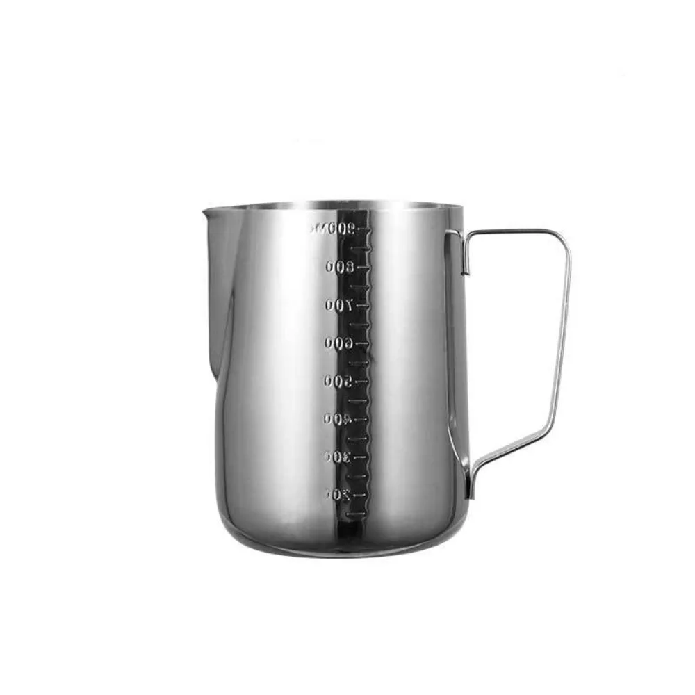 

Stainless Steel Milk Frothing Jug Diversion Tip Spout with Scale Frother Pitcher Handle Latte Art Cup Milk Tea Shop