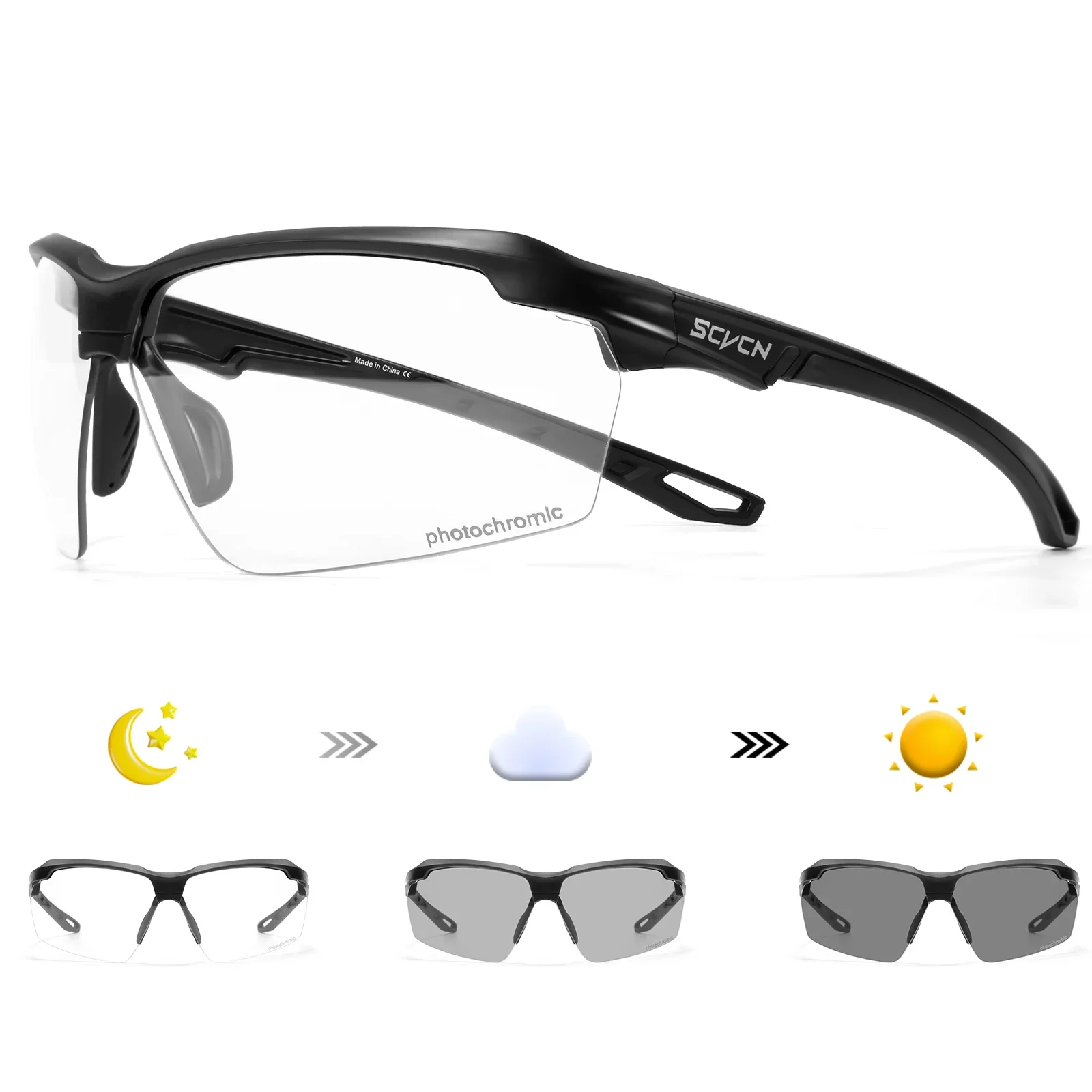 AliExpress SCVCN Outdoor Photochromic Sunglasses Men Cycling Glasses Bike MTB Bicycle UV400 Goggles Sports Hiking Women Baseball Glasses